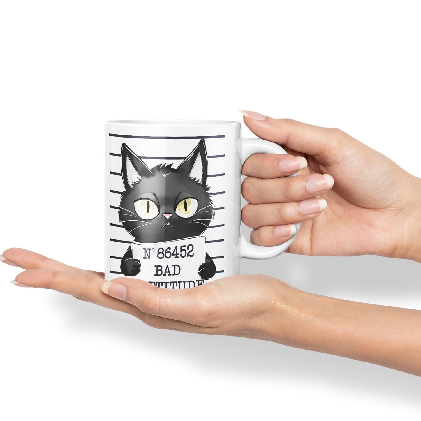 Vixar Bad Cattitude Prison Cats Sarcastic Joke Ceramic Coloured Mug Cup for Tea Coffee Hot Brew 330ml 11Oz