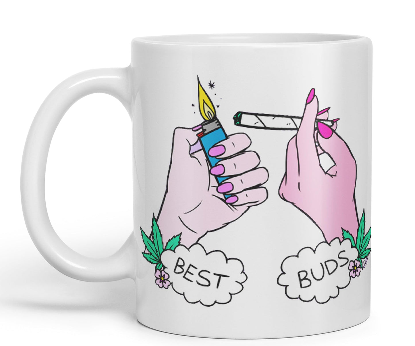 Vixar Best Buds Weed Marijuana Stoned Faded Ceramic 330 ml Coloured Mug Cup Gift Tea Coffee Christmas Office Home Joke