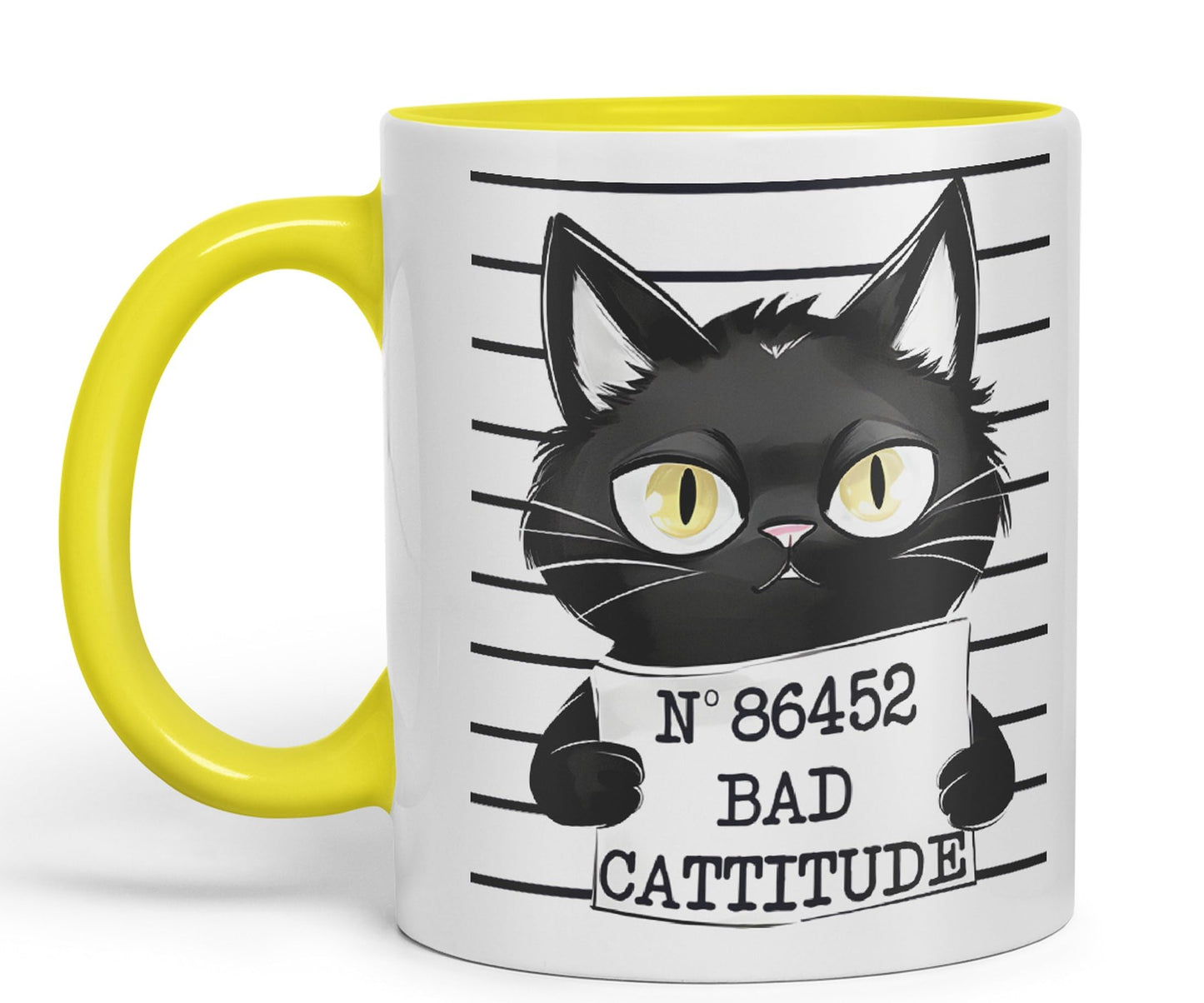 Vixar Bad Cattitude Prison Cats Sarcastic Joke Ceramic Coloured Mug Cup for Tea Coffee Hot Brew 330ml 11Oz