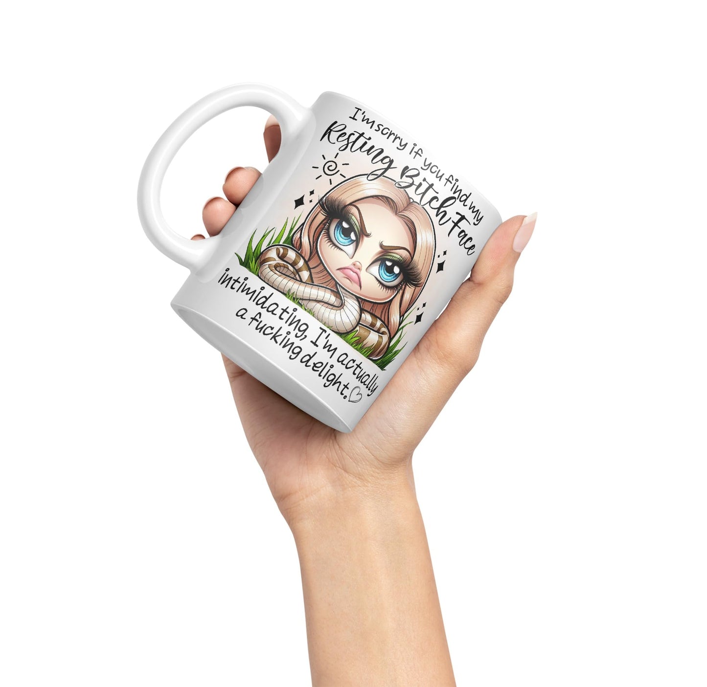 Im Sorry if You find My Resting Bitch face...,Snake Joke sarkasm Sarcastic Ceramic Coloured Mug Cup for Tea Coffee Hot Brew 330ml 11Oz Gift