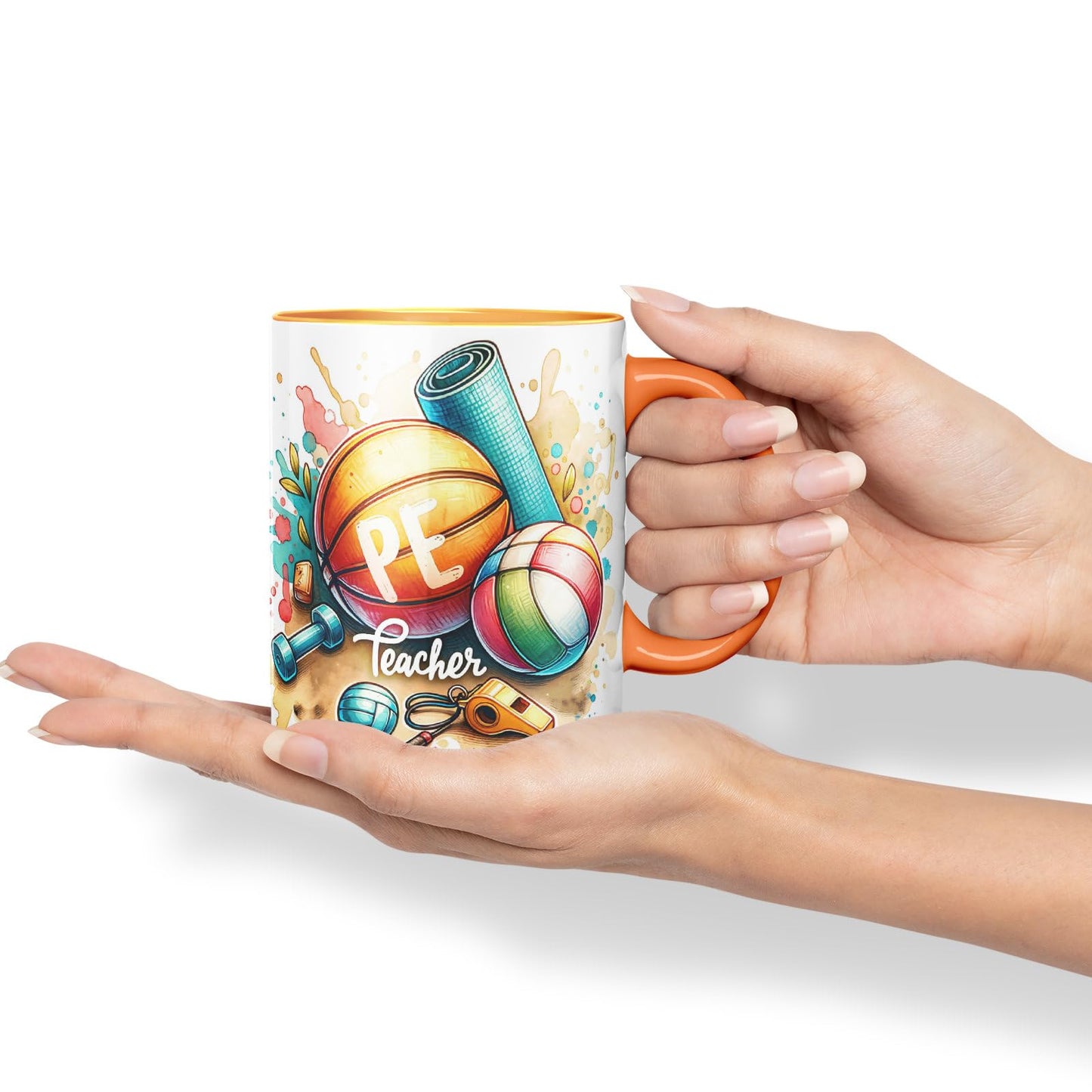 Vixar PE Teacher Mug Thank You, End of School Gift Ceramic Coloured Mug Cup for Tea Coffee Hot Brew 330ml 11Oz Gift