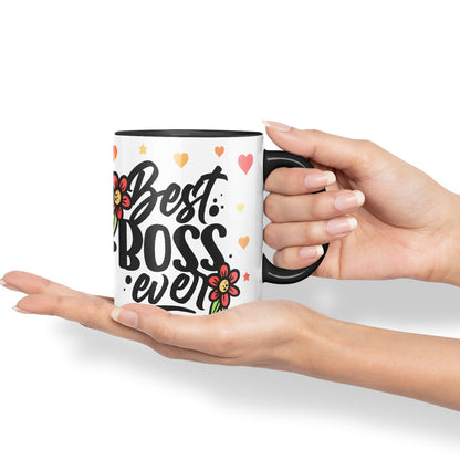 Vixar Best Boss Ever Joke Coloured Ceramic Mug Cup Gift 330ml 11oz Work Office Tea Coffee