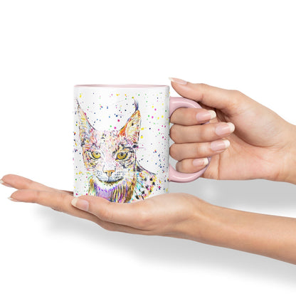 Vixar Lynx Cat Animal Watercolour Art Coloured 330 ml Mug Cup Gift Birthday Work Office Tea Coffee