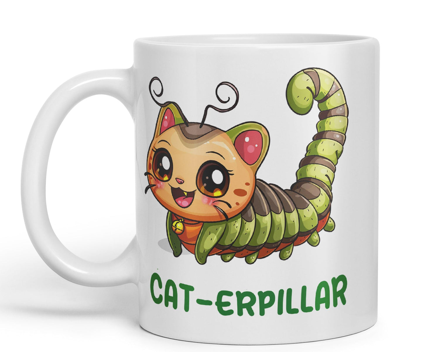 Cat-erpillar cat Kitten Joke sarkasm Sarcastic Ceramic Coloured Mug Cup for Tea Coffee Hot Brew 330ml 11Oz Gift