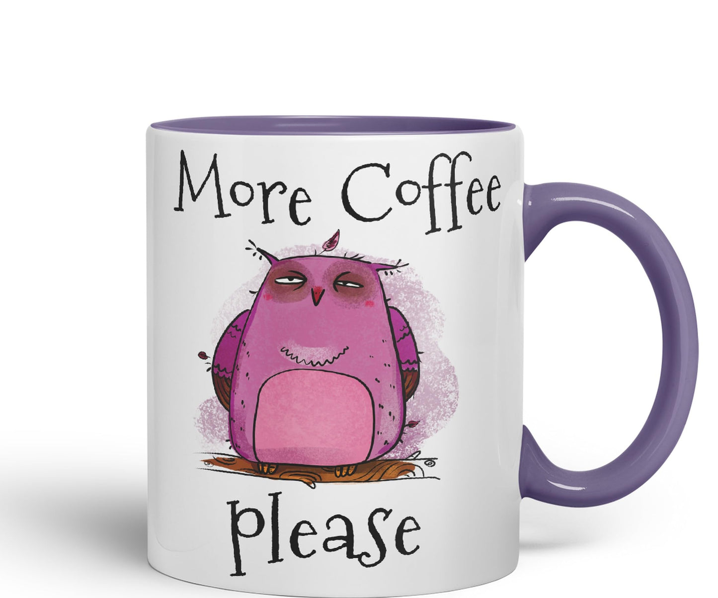 Vixar More Coffee Please owl Ceramic Coloured Mug Cup Gift Tea Coffee Christmas Office Home Joke Sarcastic