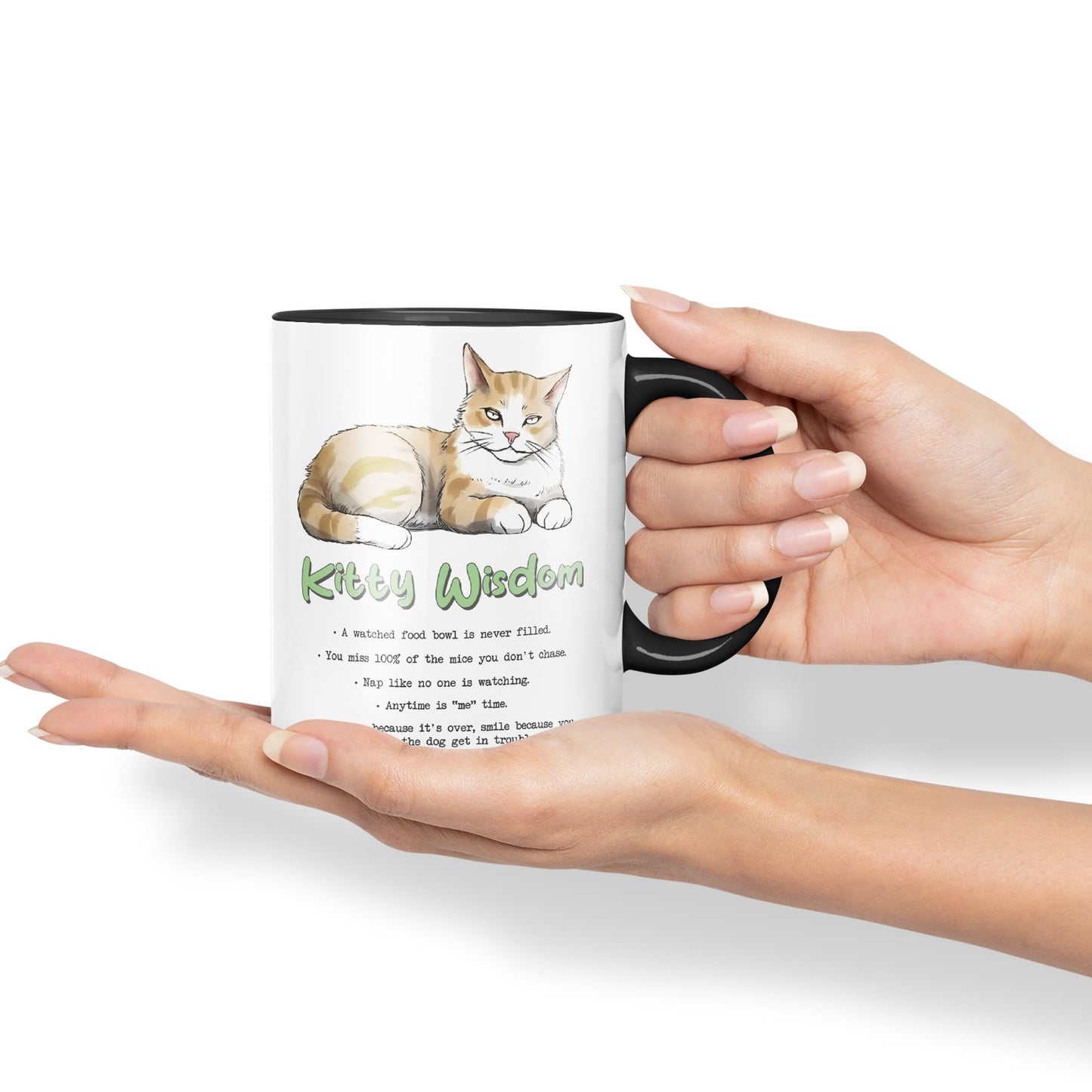 Kitty Wisdom a Watched Food… Live eat Sleep Repeat, cat Sarcastic Joke Ceramic Coloured Mug Cup for Tea Coffee Hot Brew 330ml 11Oz