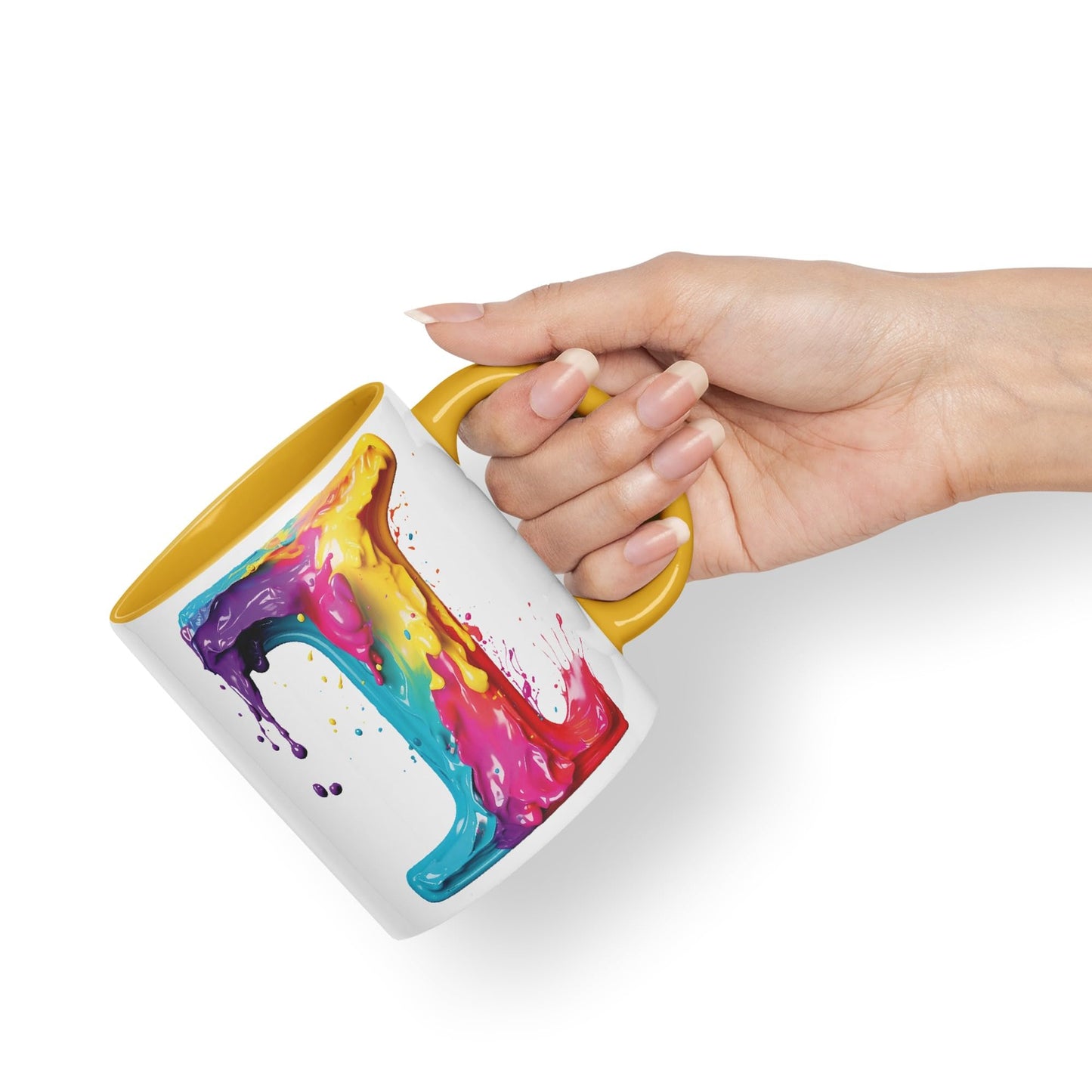 Letter I mug, Alphabet Letter I Monogram watercolour Ceramic Coloured Mug Cup for Tea Coffee Hot brew 330ml 11Oz Gift