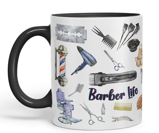 Barber Life hairdresser Ceramic Coloured Mug Cup for Tea Coffee Hot brew 330ml 11Oz Gift