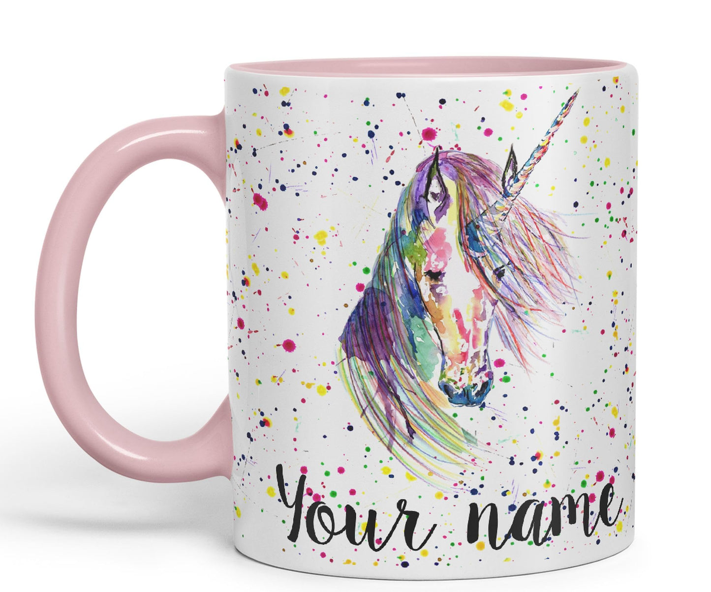 Vixar Personalised with Your Text Unicorn Watercolour Art Coloured Ceramic Mug Cup Gift 330ml 11oz Custom Work Office Tea Coffee (O2)