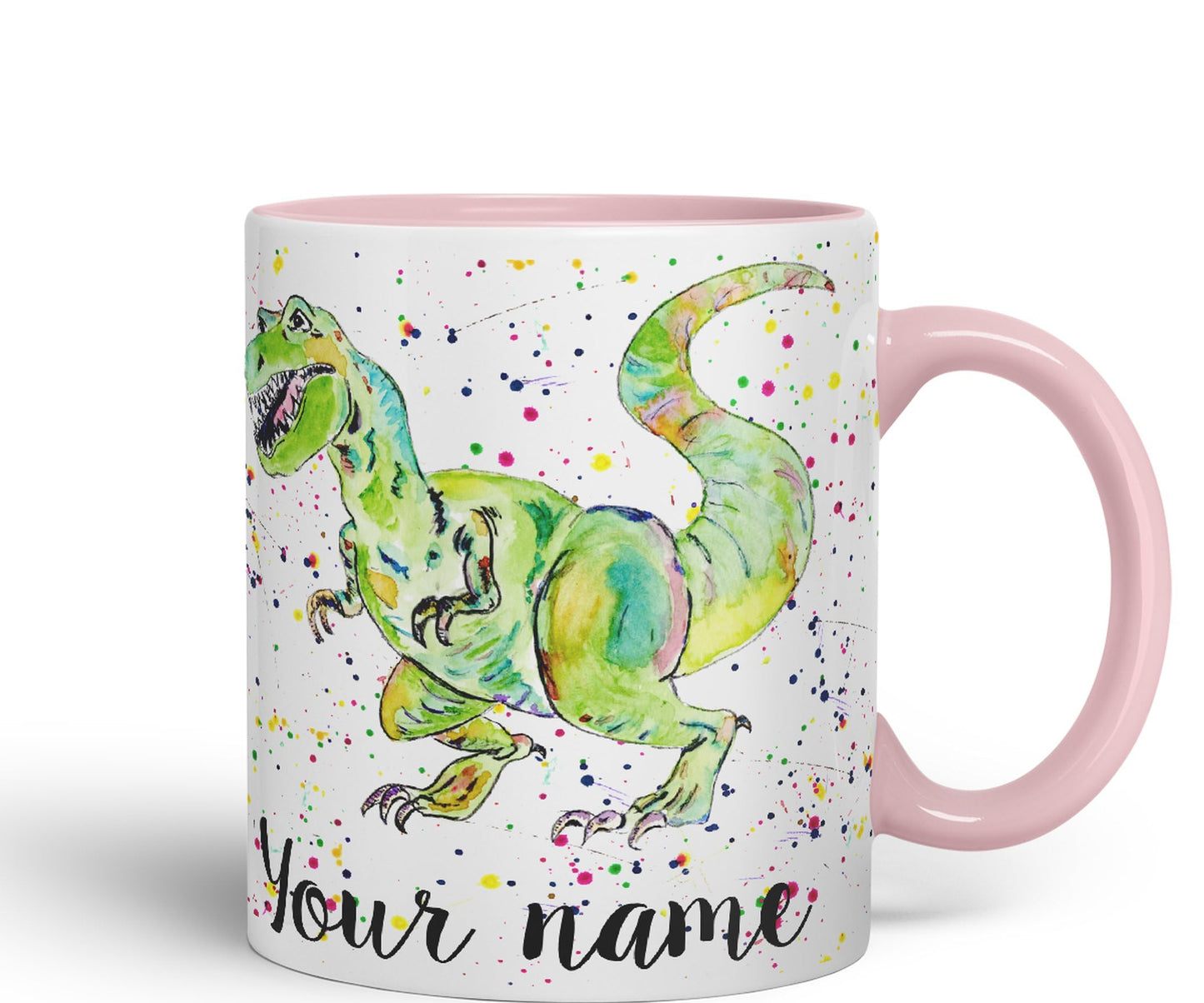 Vixar Personalised with Your Text Dinosaur Tyrannosaurus T-Rex Art Coloured Ceramic Mug Cup Gift 330ml 11oz Custom Work Office Tea Coffee