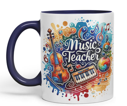 Vixar Music Teacher Mug Thank You, End of School Gift Ceramic Coloured Mug Cup for Tea Coffee Hot Brew 330ml 11Oz Gift