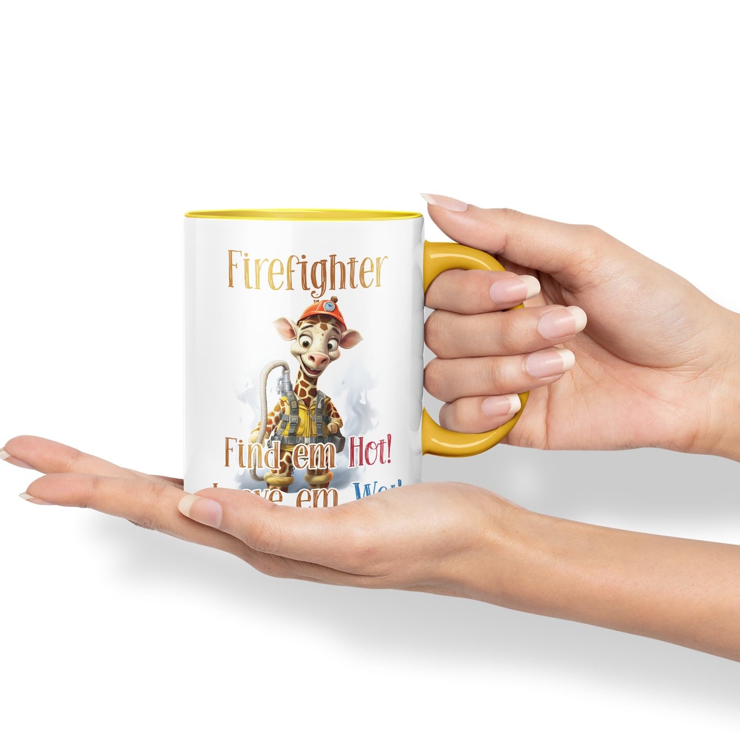 Firefighter Find em Hot! Leave em Wet! Joke sarkasm Sarcastic Ceramic Coloured Mug Cup for Tea Coffee Hot Brew 330ml 11Oz Gift