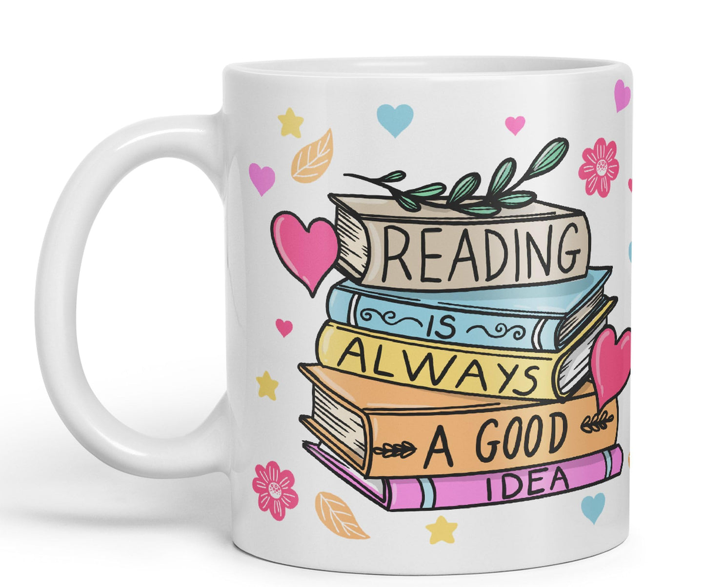 Vixar Reading is Always a Good Idea Book Reader Gift Presents Coloured Ceramic Mug Cup Gift 330ml 11oz Work Office Tea Coffee