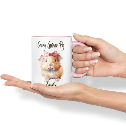 Crazy Guinea Pig Lady Joke sarkasm Sarcastic Ceramic Coloured Mug Cup for Tea Coffee Hot Brew 330ml 11Oz Gift