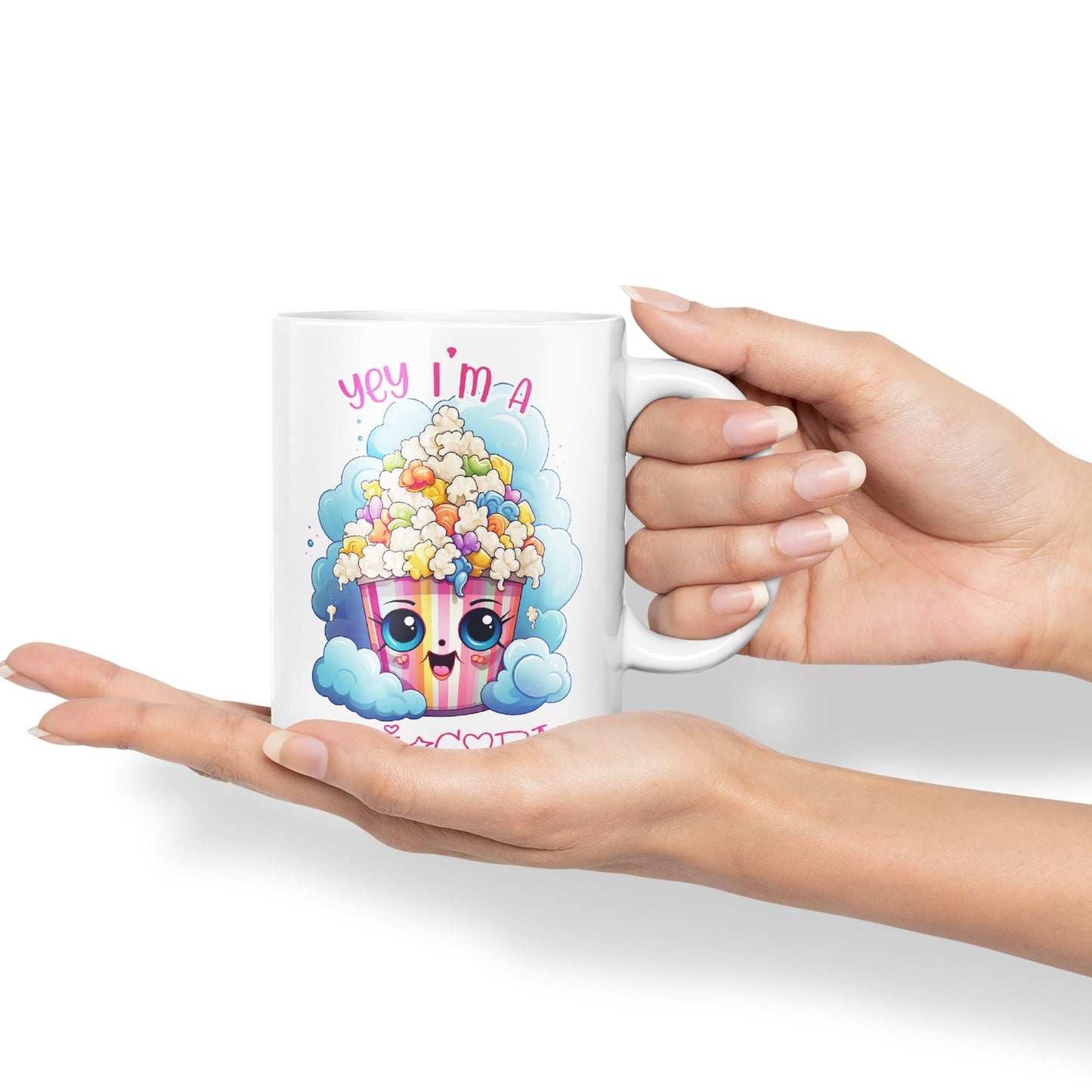 Yey I'm a Unicorn Popcorn Joke sarkasm Sarcastic Ceramic Coloured Mug Cup for Tea Coffee Hot Brew 330ml 11Oz Gift
