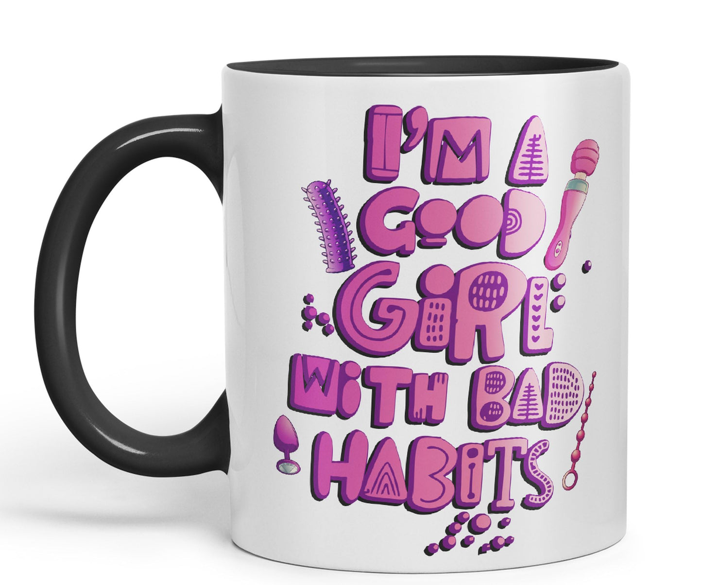 Vixar I'm Good Girl with Bad Habits Woman Toys Ceramic Coloured Mug Cup Gift Tea Coffee Christmas Office Home Sarcastic Joke