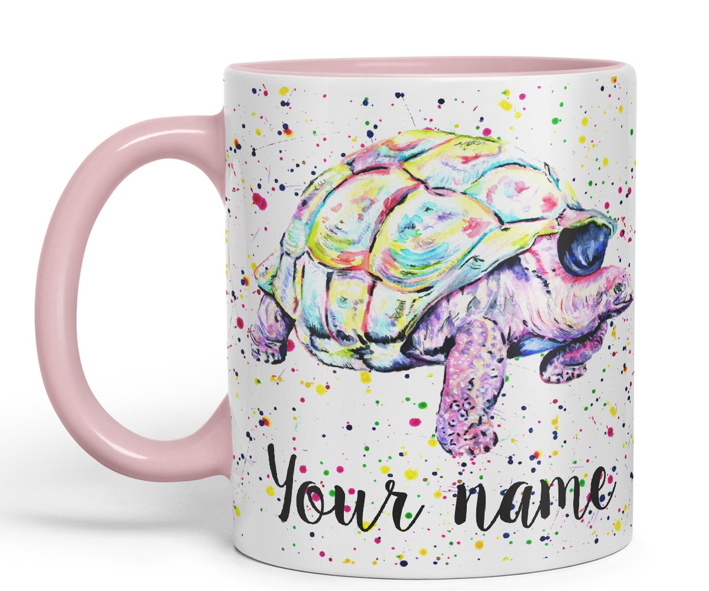 Personalised mug with Your Text name Tortoise Sea animals Watercolour Art Coloured Ceramic Mug Cup Gift 330ml 11oz Custom Work Office Tea Coffee