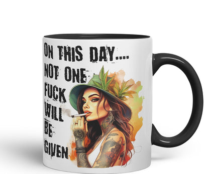 On This Day.. Not one f.. Will be Given Sarcastic Joke Ceramic Coloured Mug Cup for Tea Coffee Hot Brew Gift 330ml 11 OZ