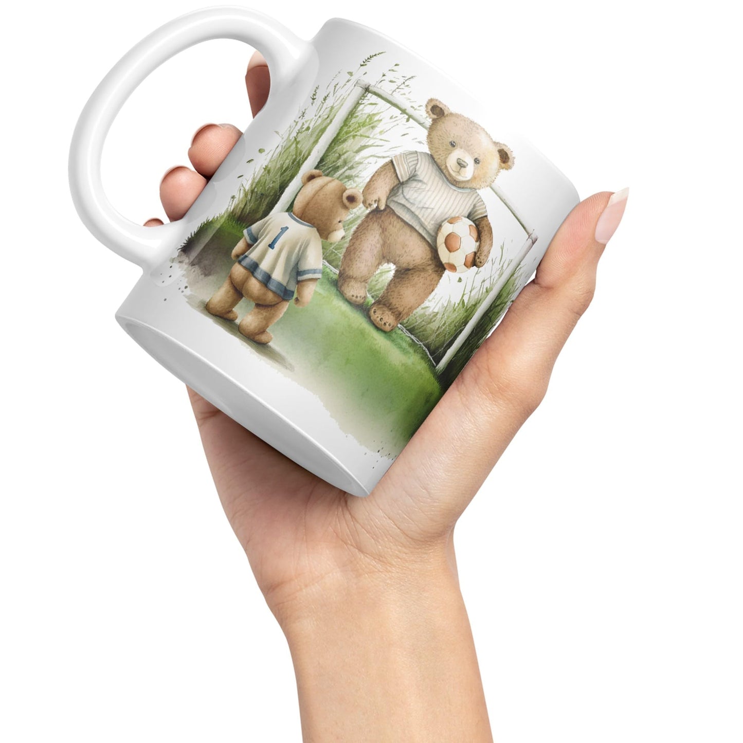 Vixar Teddy Bear Football Father and Son Ceramic Mug Coloured Mug Cup Gift Birthday Work Office Tea Coffee