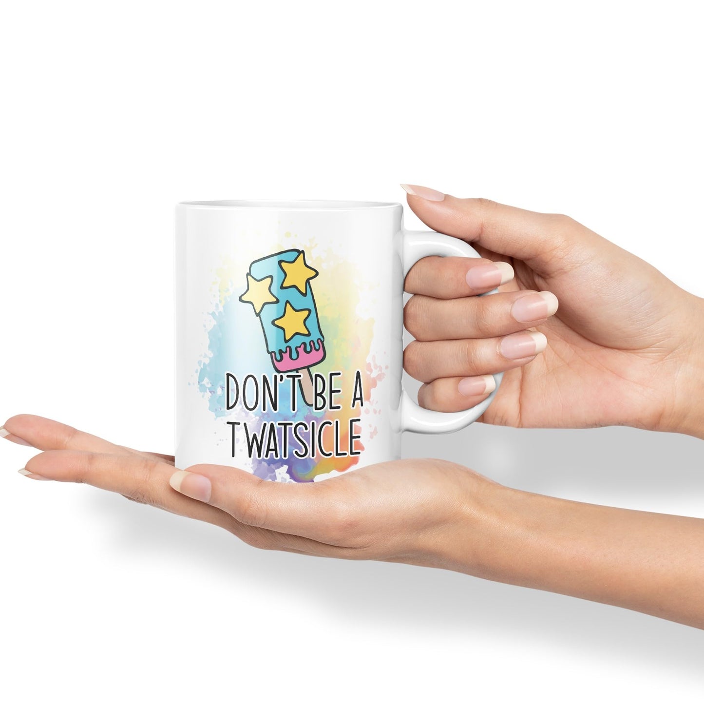 Don't be a Twatsicle Ice Sarcastic Joke Ceramic Coloured Mug Cup for Tea Coffee Hot Brew 330ml 11Oz