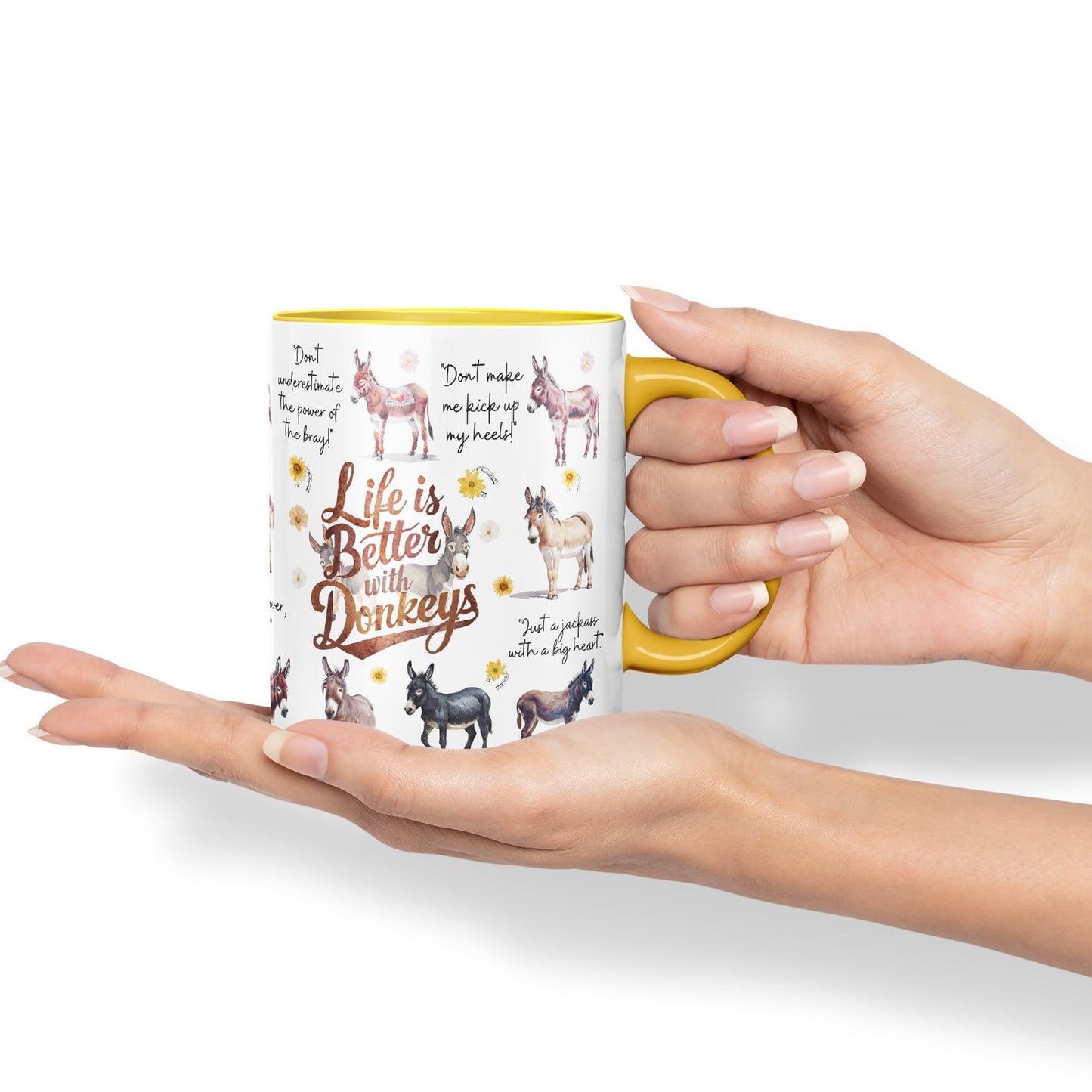 Life Better with Donkeys Joke sarkasm Sarcastic Ceramic Coloured Mug Cup for Tea Coffee Hot Brew 330ml 11Oz Gift