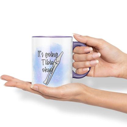 Vixar Anatomy Pun Humor It's Going Tibia ok Coloured Ceramic 330 ml Mug Cup Gift Birthday Work Office Tea Coffee