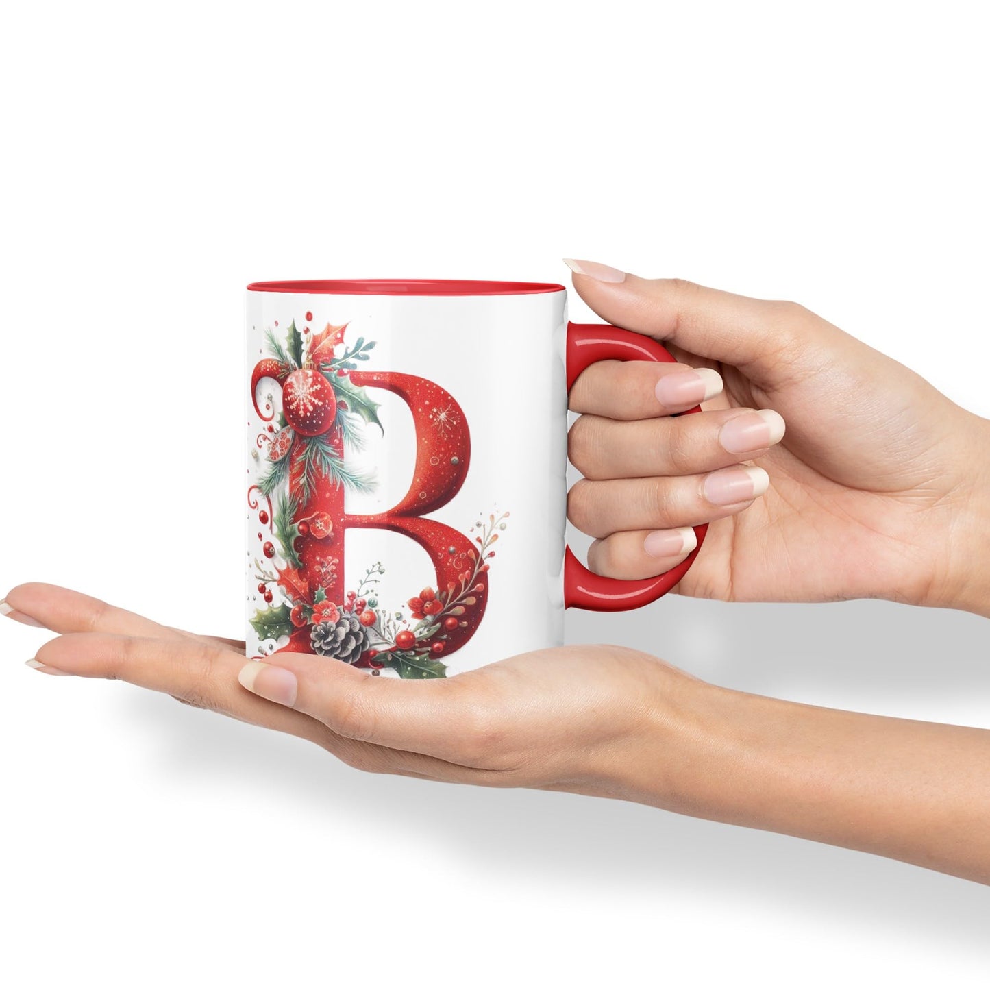 Red Letter ChristmasDesigns Alphabet Monogram Lettersjoke sarkasm Sarcastic Ceramic Coloured Mug Cup for Tea Coffee Hot Brew 330ml 11Oz Gift