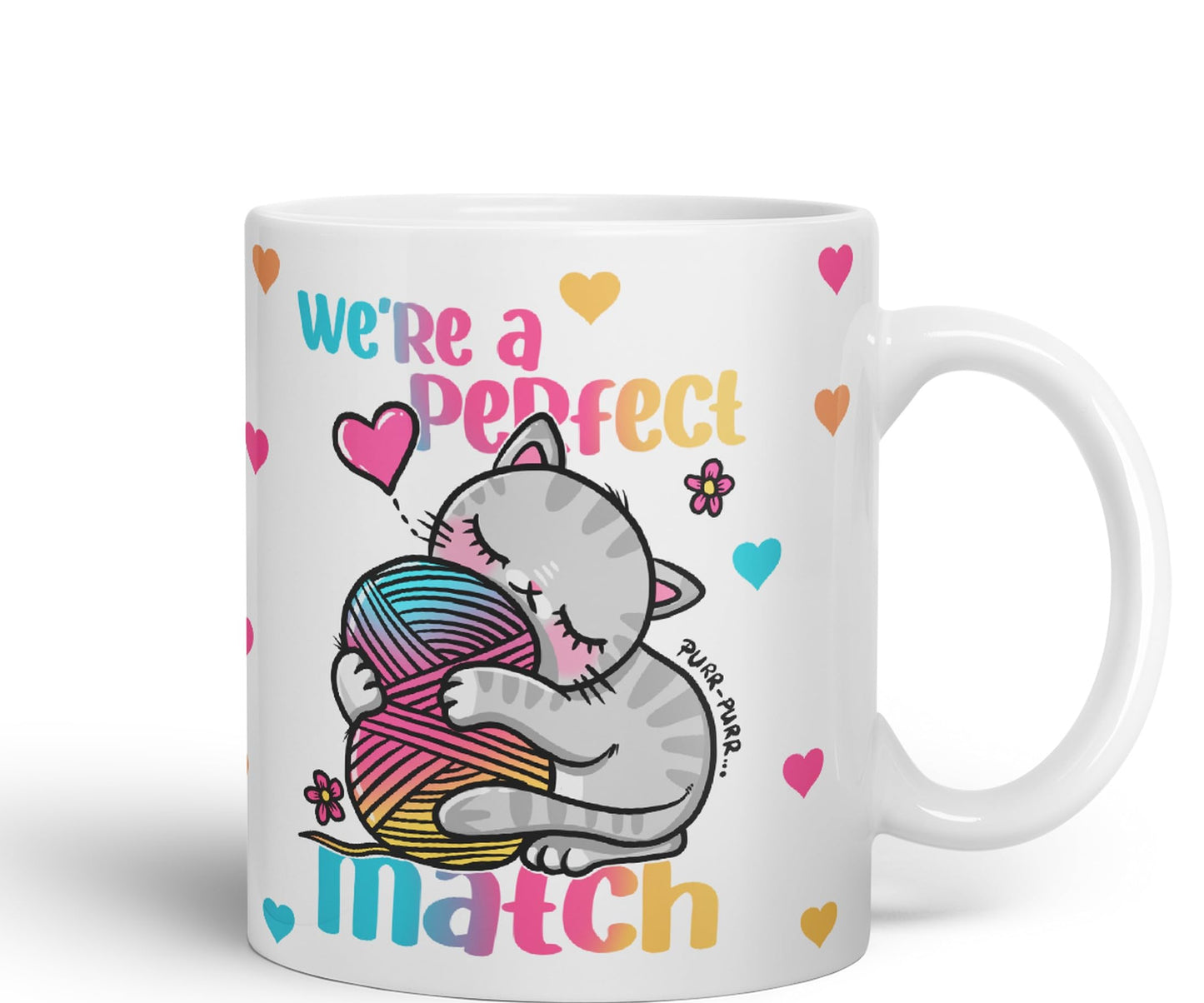 We're a Perfect Match cat Lover Coloured Ceramic Mug Cup Gift 330ml 11oz Work Office Tea Coffee Gift