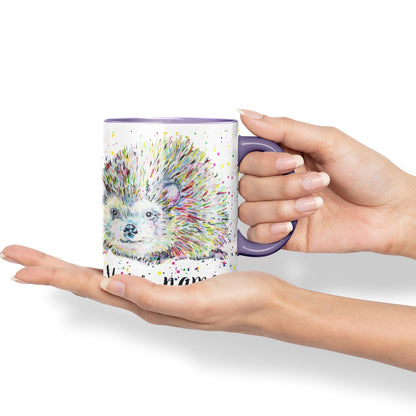 Vixar Personalised with Your Text Hedgehog Wildlife Watercolour Art Coloured Ceramic Mug Cup Gift 330ml 11oz Custom Work Office Tea Coffee