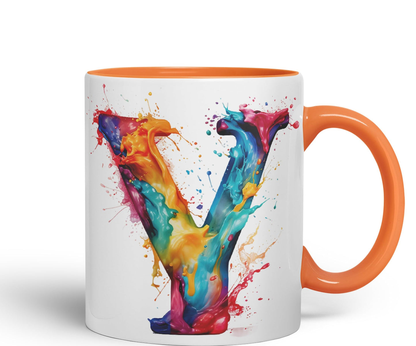 Letter Y mug, Alphabet Letter R Monogram watercolour Ceramic Coloured Mug Cup for Tea Coffee Hot brew 330ml 11Oz Gift