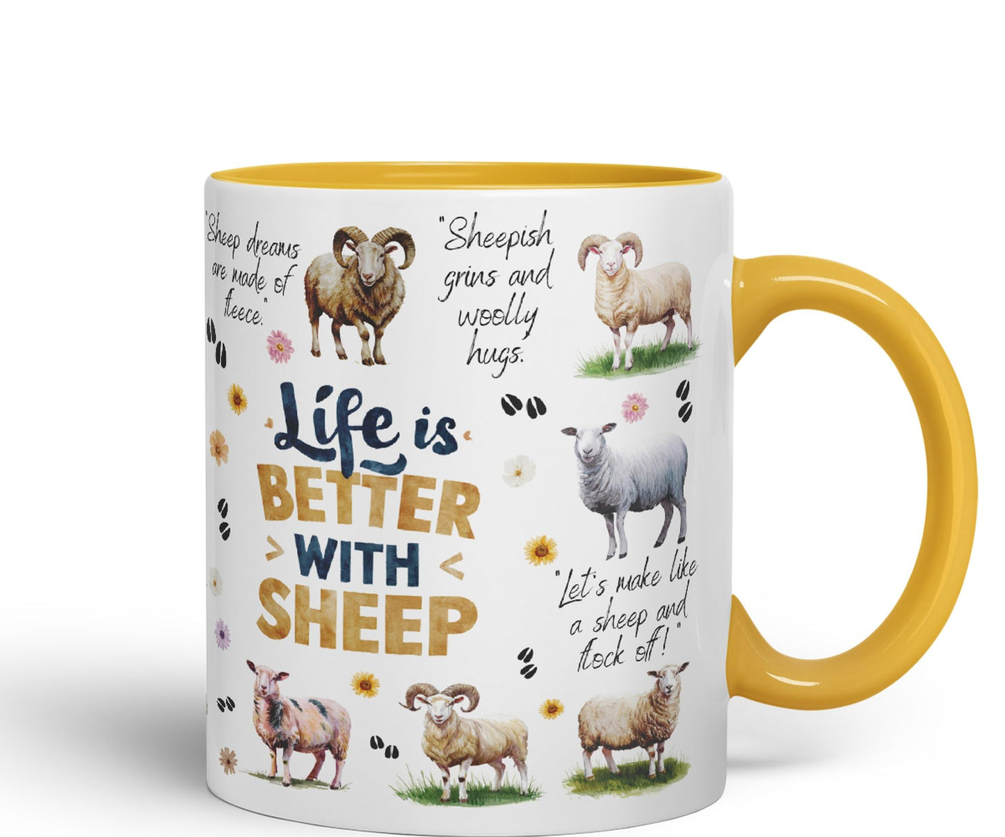 Life Better with Sheep Joke sarkasm Sarcastic Ceramic Coloured Mug Cup for Tea Coffee Hot Brew 330ml 11Oz Gift