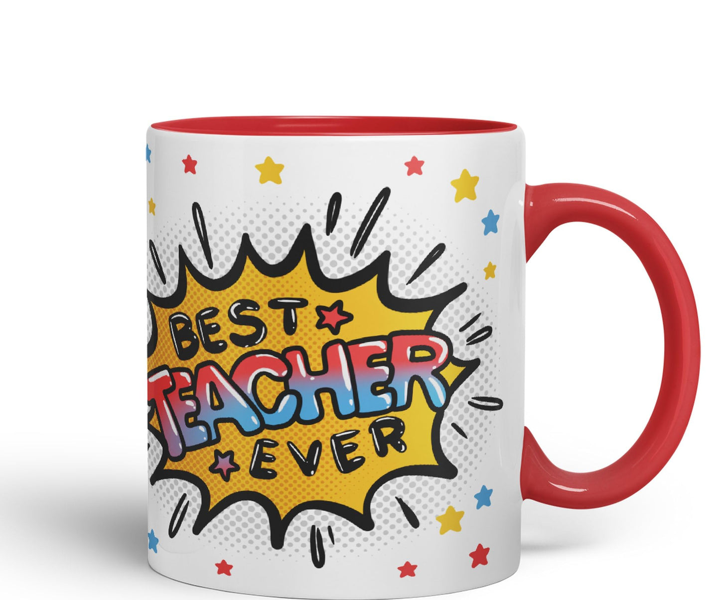 Vixar Best Teacher Ever, Ceramic 330 ml 11oz Coloured Mug Cup, Teacher Gift from Kids, School Gift, end of Year for Coffee Tea (T3)