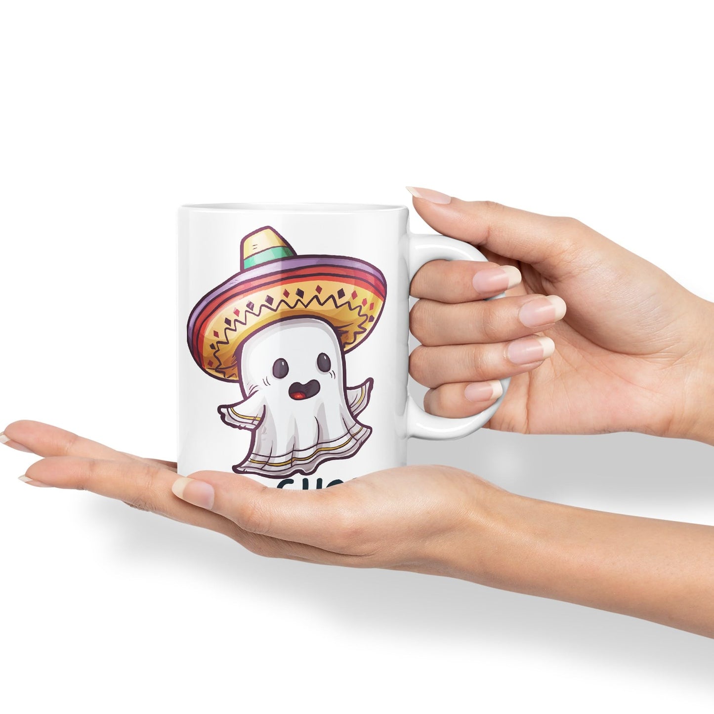Ami-Ghost, Mexican hat Ghost Joke sarkasm Sarcastic Ceramic Coloured Mug Cup for Tea Coffee Hot Brew 330ml 11Oz Gift