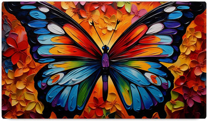 Vixar Colourful Mosaic Butterfly Large Desk Mat – Vibrant Nature Fabric Mouse Pad with 3mm Non-Slip Rubber Base, 600 x 350mm