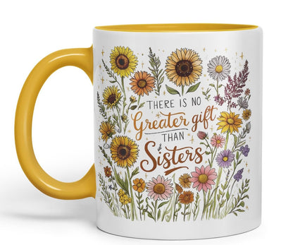 Vixar There is No Greater Friend Than a Sister Coloured Mug Cup Floral Sister Gift 11oz (Black)