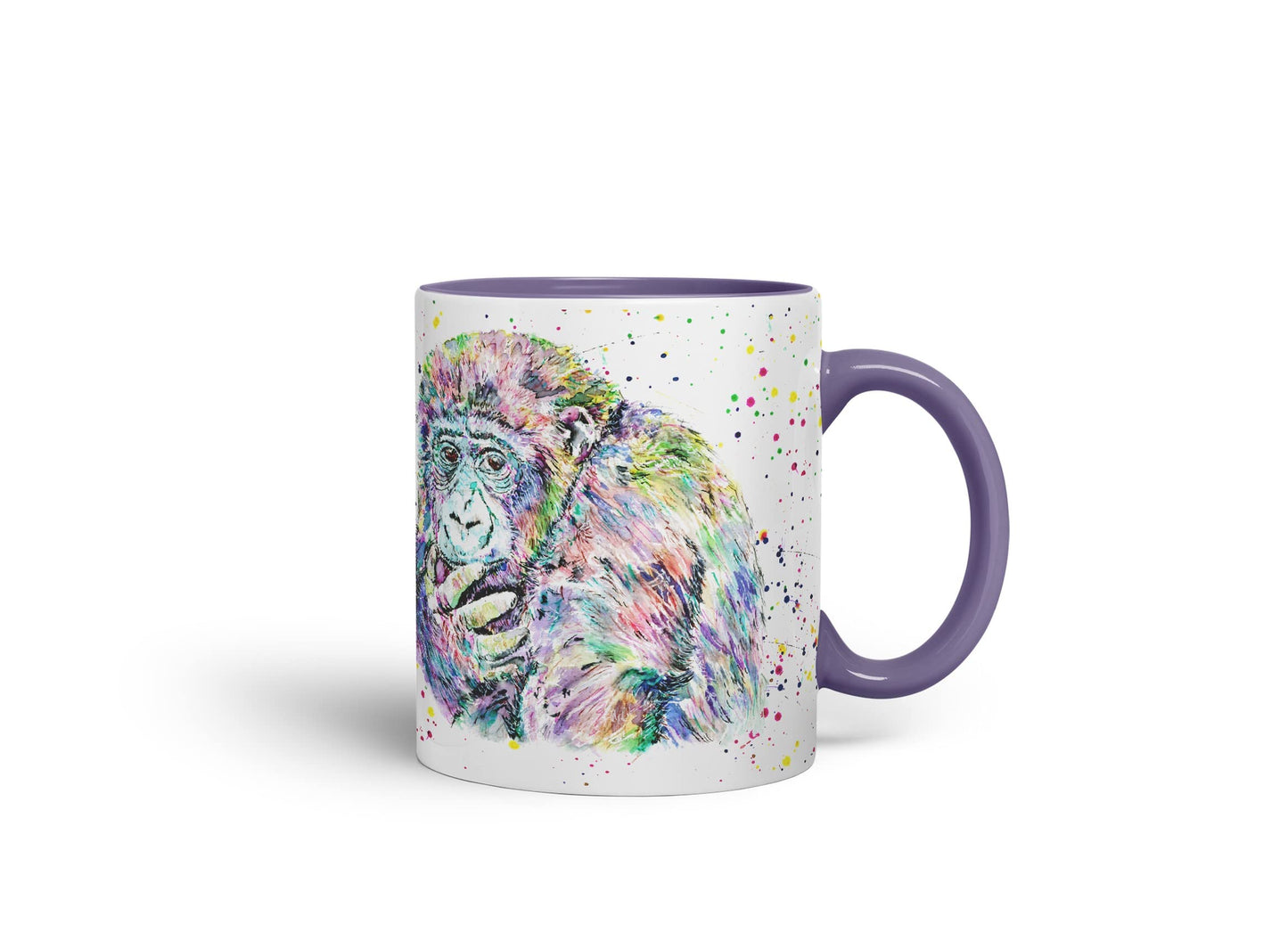 Vixar Gorilla Ape Monkey Animals Watercolour Art Coloured Mug Cup Gift Birthday Work Office Tea Coffee