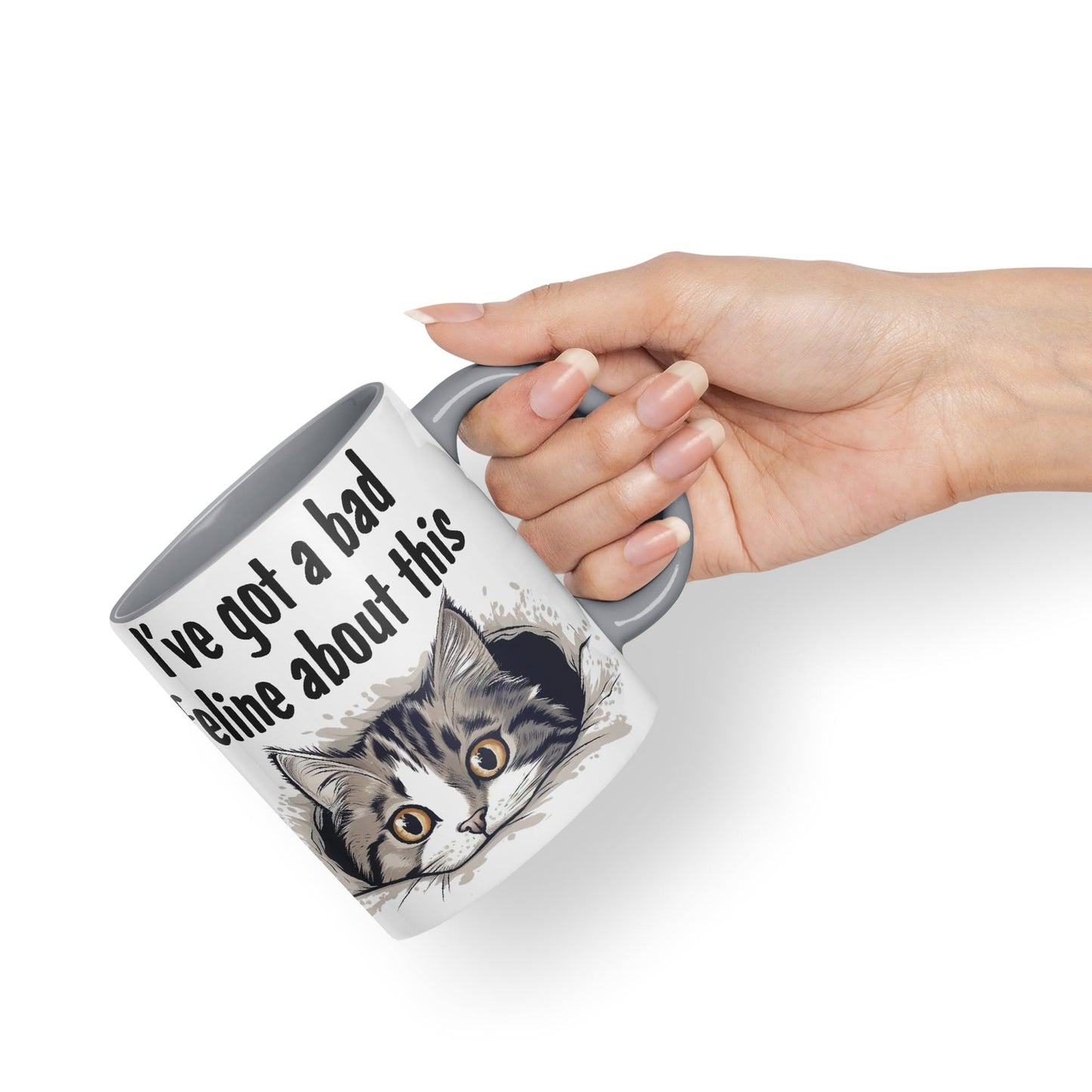 I've got a Bad Feline obout This cat Kitten Joke sarkasm Sarcastic Ceramic Coloured Mug Cup for Tea Coffee Hot Brew 330ml 11Oz Gift