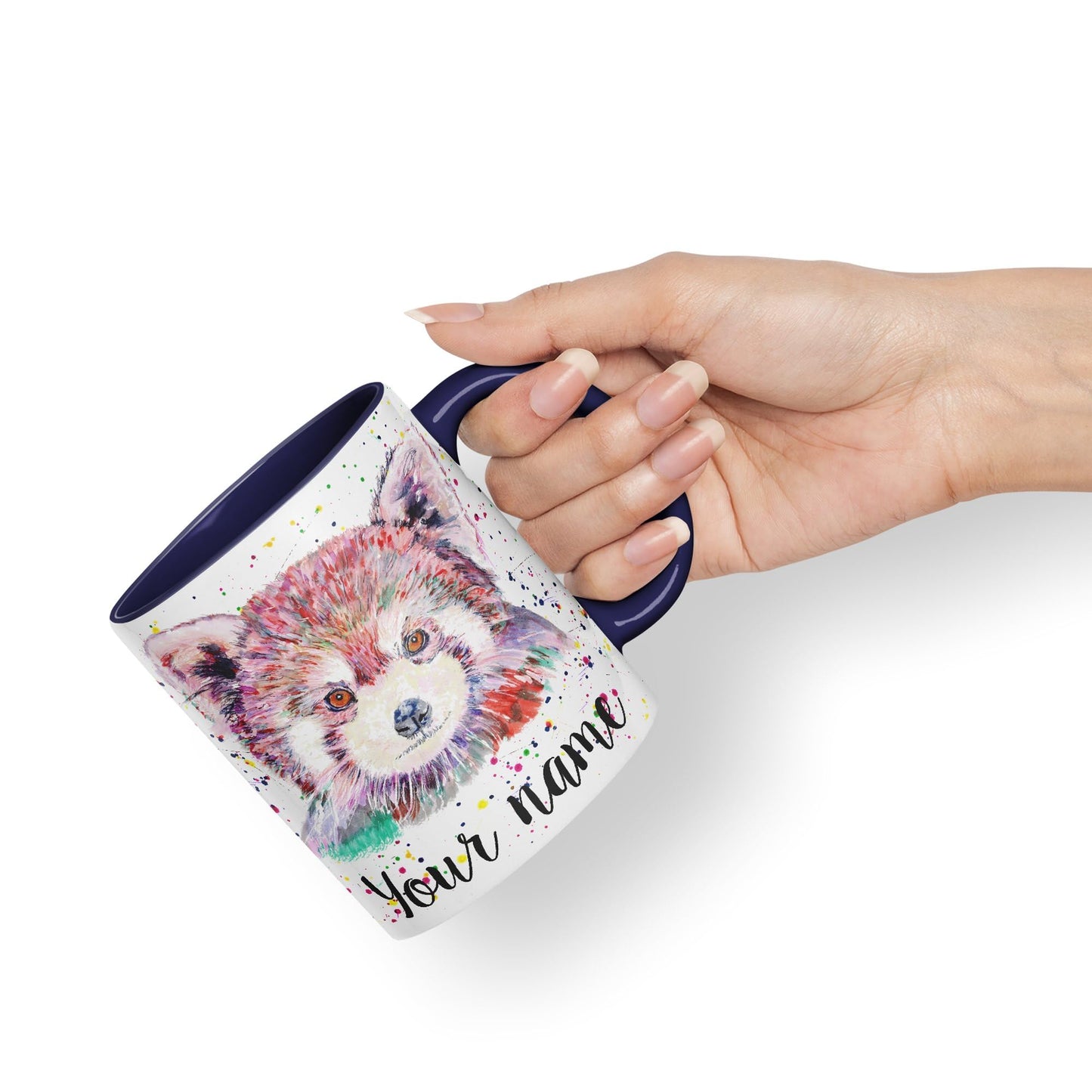 Vixar Personalised with Your Text Red Panda Animals Art Coloured Ceramic Mug Cup Gift 330ml 11oz Custom Work Office Tea Coffee