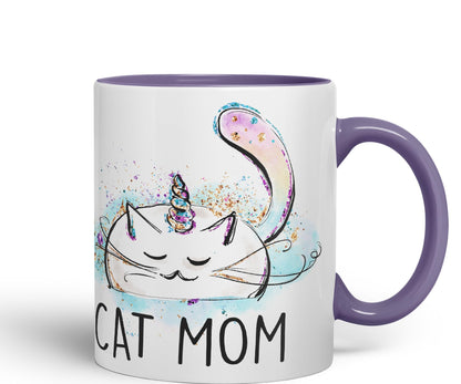 Vixar Cat Mum Unicorn Kitten Ceramic 330 ml Coloured Mug Cup Gift Tea Coffee Christmas Office Home