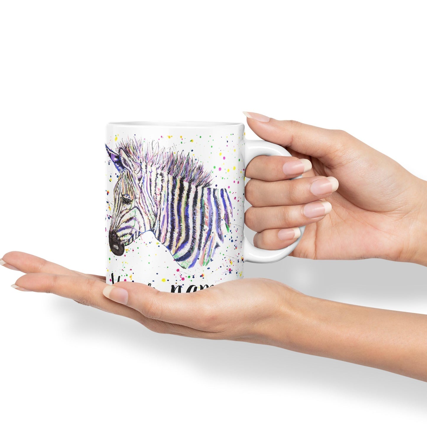 Vixar Personalised with Your Text Zebra Wildlife Animals Art Coloured Ceramic Mug Cup Gift 330ml 11oz Custom Work Office Tea Coffee