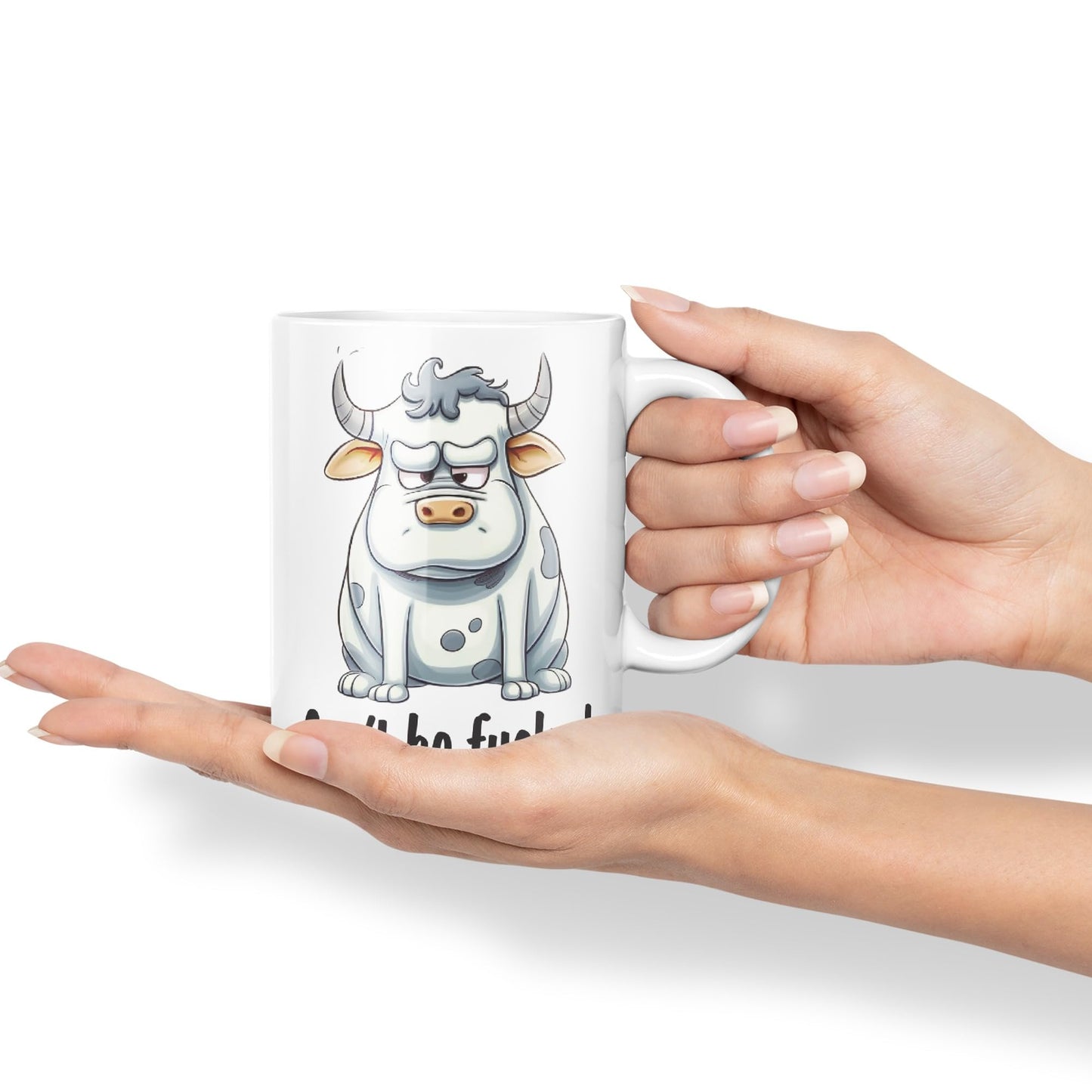 Can't be Fucked Cow Sarcastic Joke Ceramic Coloured Mug Cup for Tea Coffee Hot Brew 330ml 11Oz