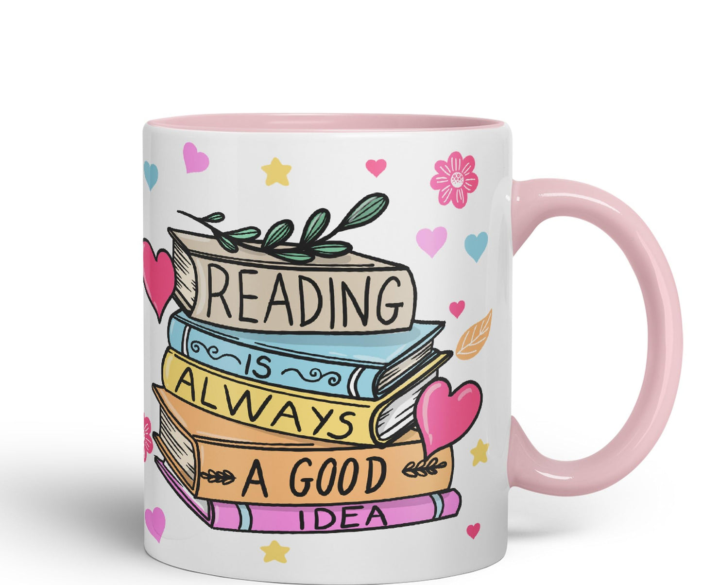 Vixar Reading is Always a Good Idea Book Reader Gift Presents Coloured Ceramic Mug Cup Gift 330ml 11oz Work Office Tea Coffee