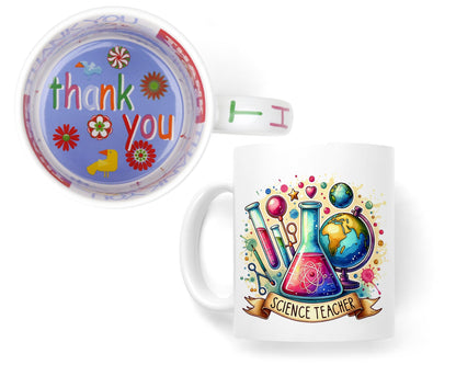 Vixar Science Teacher Teacher Mug Thank You, End of School Gift Ceramic Coloured Mug Cup for Tea Coffee Hot Brew 330ml 11Oz Gift