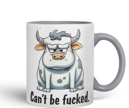 Can't be Fucked Cow Sarcastic Joke Ceramic Coloured Mug Cup for Tea Coffee Hot Brew 330ml 11Oz