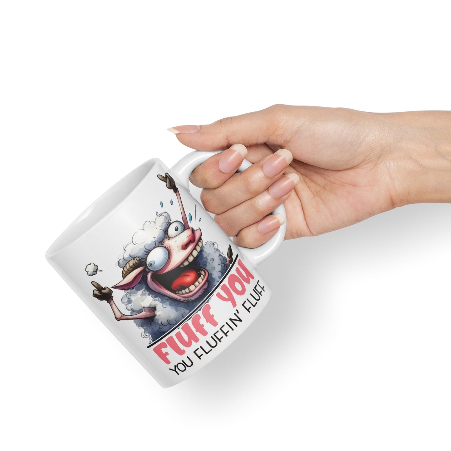 Fluff You, You Fluffin' Fluff Sheep Joke sarkasm Sarcastic Ceramic Coloured Mug Cup for Tea Coffee Hot Brew 330ml 11Oz Gift