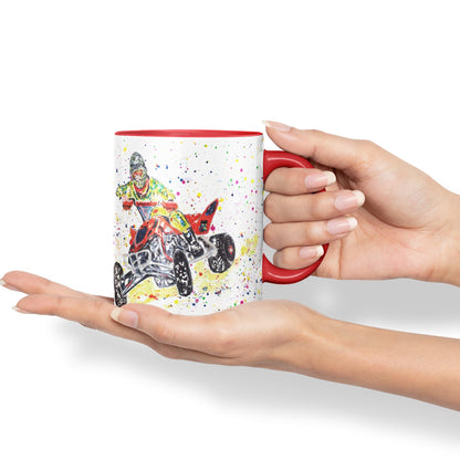 Vixar Motor Quad Bike Motocross Watercolour Art Coloured creamic 330 ml Mug Cup Gift Birthday Work Office Tea Coffee