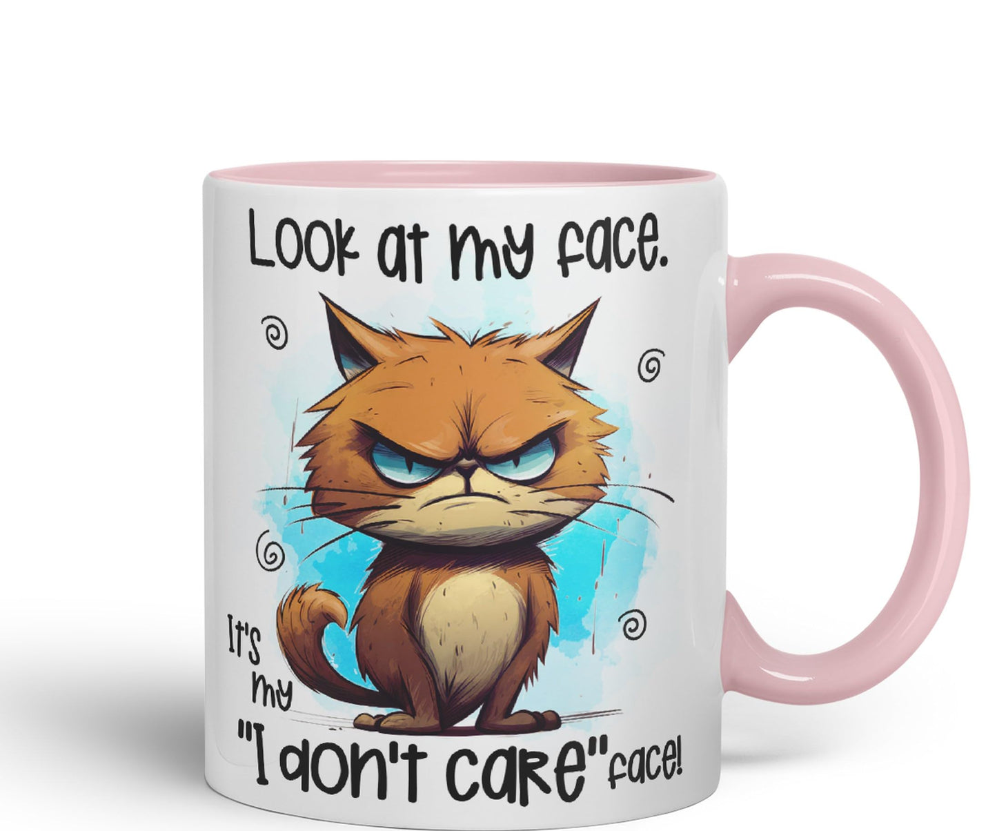 Look at My face, It's My ''I Don't Care'' face, cat Joke sarkasm Sarcastic Ceramic Coloured Mug Cup for Tea Coffee Hot Brew 330ml 11Oz Gift