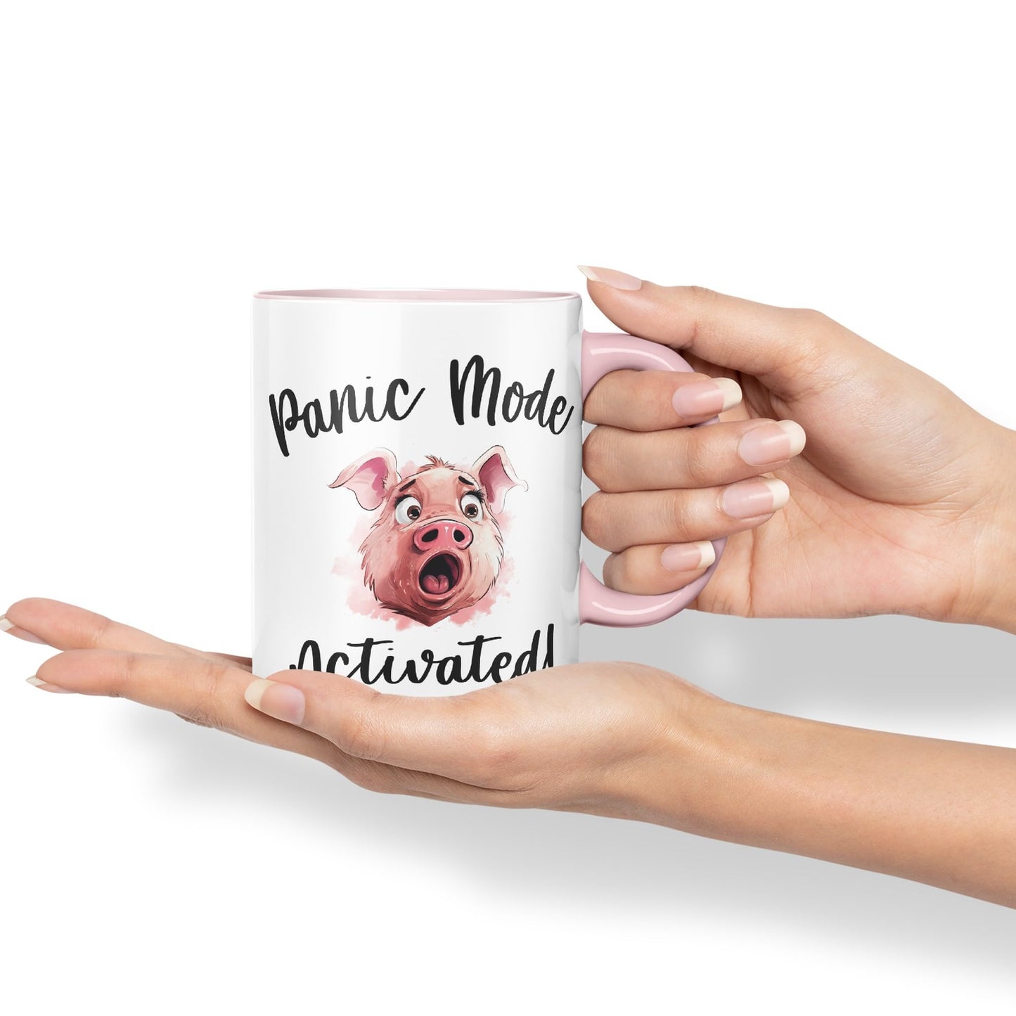 Panic Mode Activated! Pig Joke sarkasm Sarcastic Ceramic Coloured Mug Cup for Tea Coffee Hot Brew 330ml 11Oz Gift