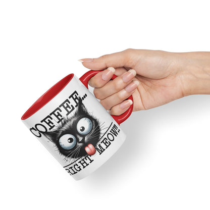 Coffee Right Meaw!! Cat Kitten, Joke sarkasm Sarcastic Ceramic Coloured Mug Cup for Tea Coffee Hot Brew 330ml 11Oz Gift