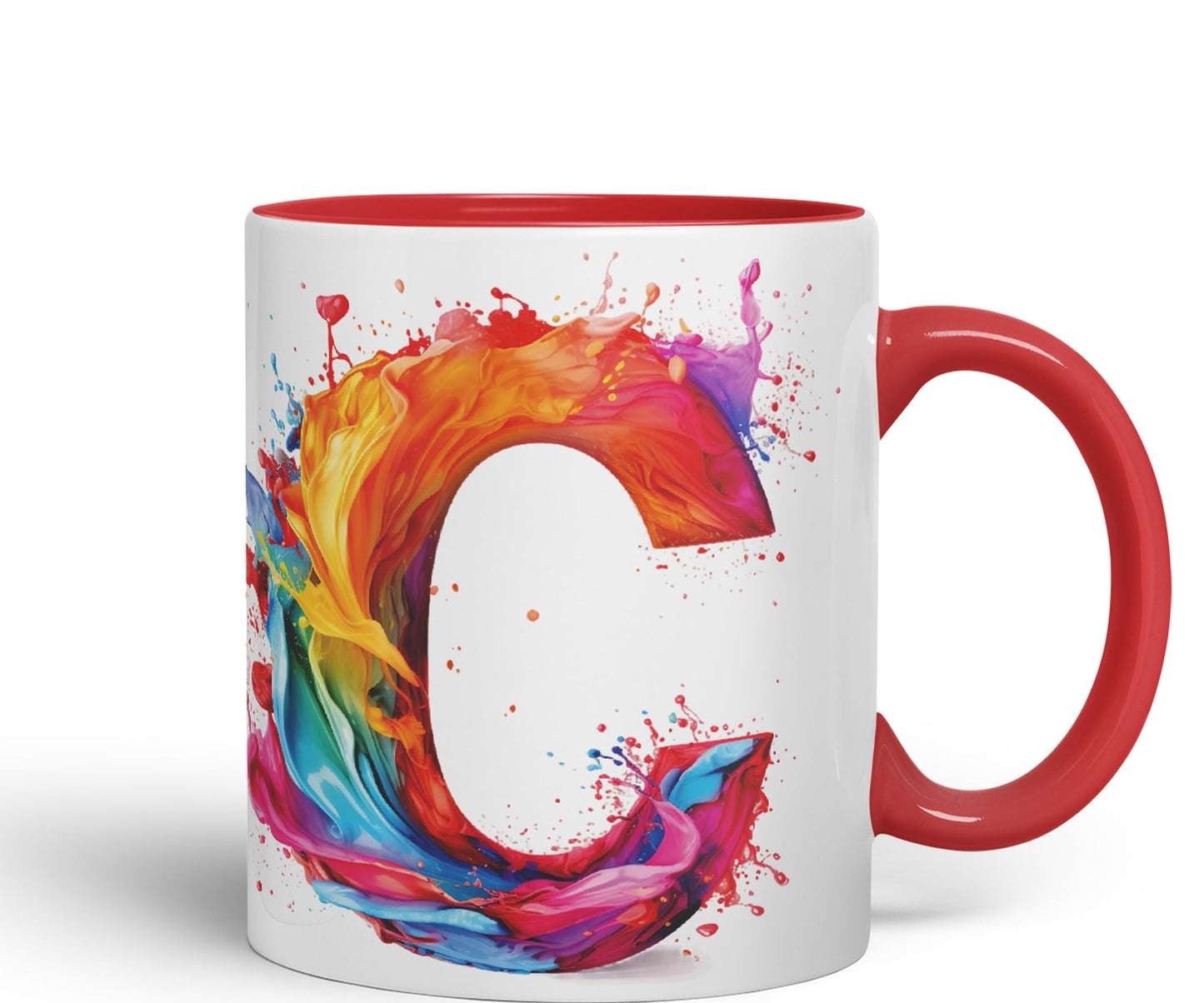 Letter C mug, Alphabet Letter C Monogram watercolour Ceramic Coloured Mug Cup for Tea Coffee Hot brew 330ml 11Oz Gift